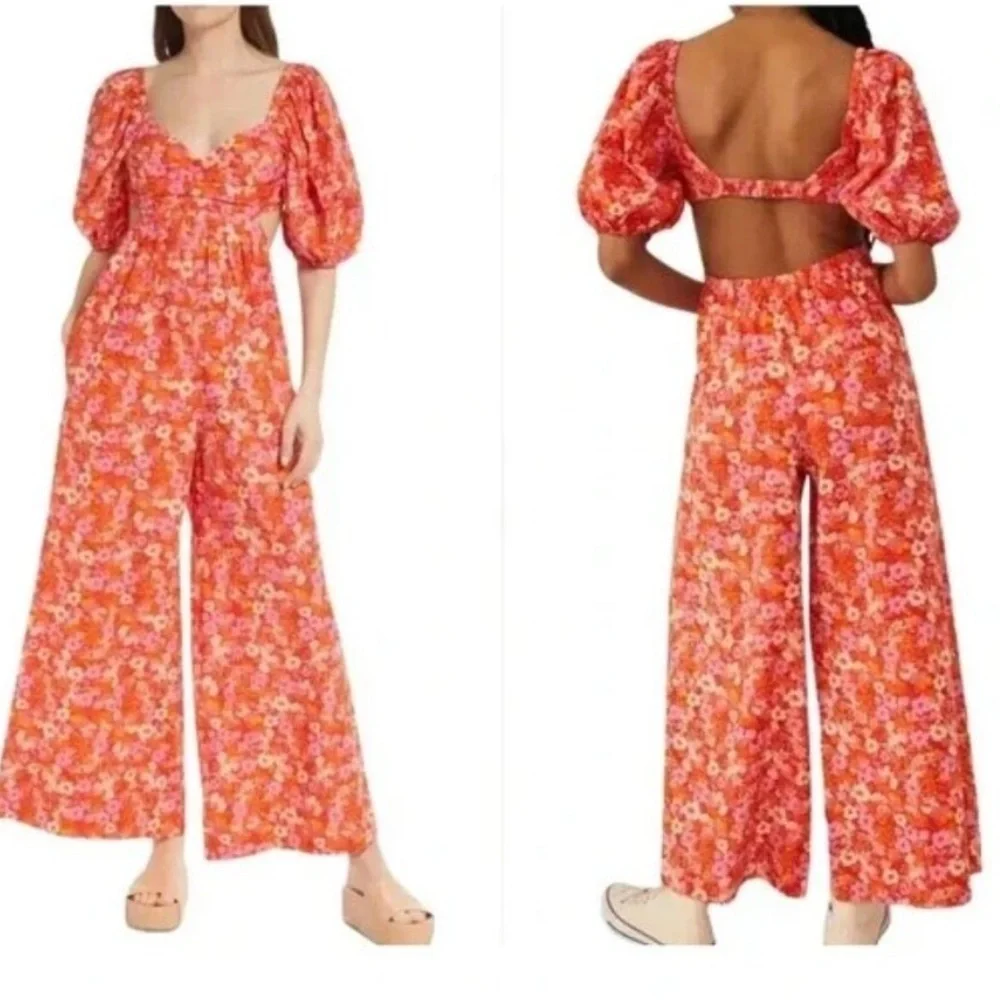 Free People Amy Floral Jumpsuit